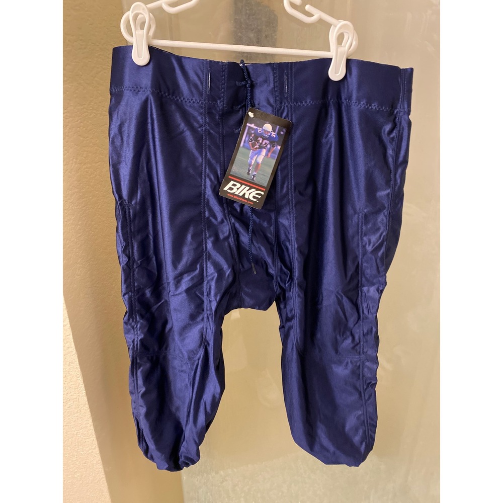 Bike Football Pants Navy Blue Satin Lace Up Front Pockets for Pads 
0081